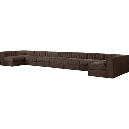 Rummi Brown Velvet Performance Fabric Upholstered 9pc. Modular Sectional