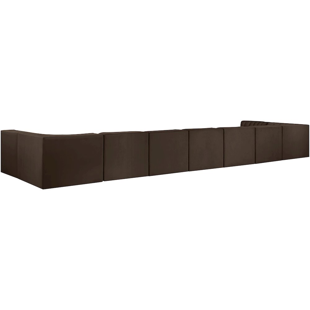 Rummi Brown Velvet Performance Fabric Upholstered 9pc. Modular Sectional