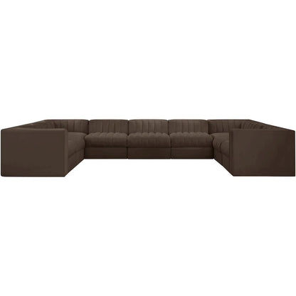 Rummi Brown Velvet Performance Fabric Upholstered 9pc. Modular Sectional