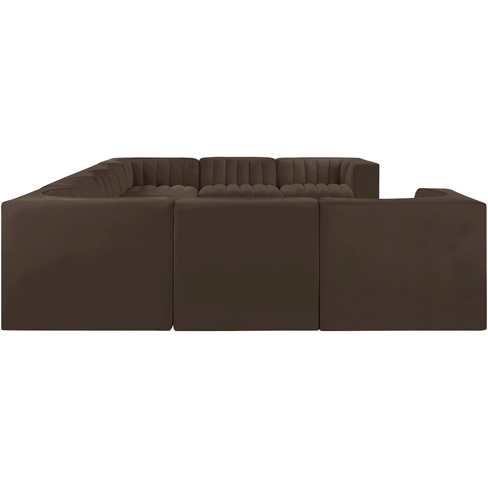 Rummi Brown Velvet Performance Fabric Upholstered 9pc. Modular Sectional