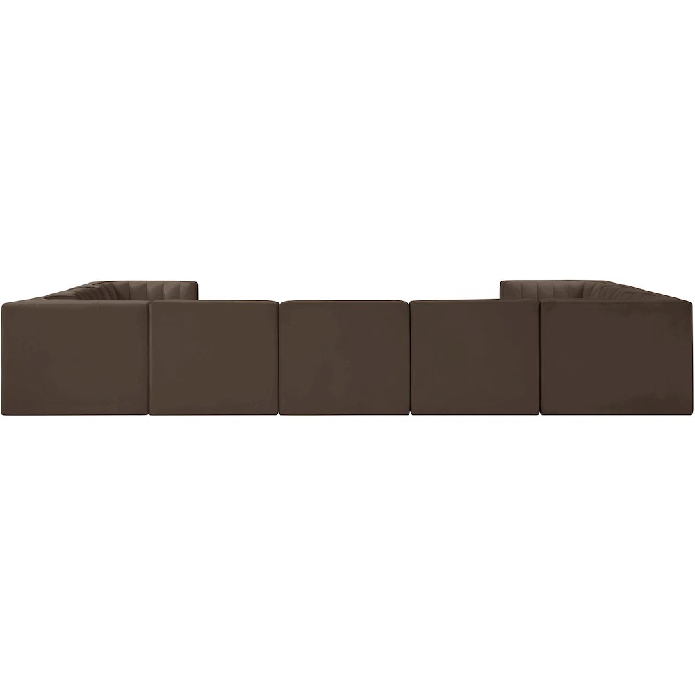 Rummi Brown Velvet Performance Fabric Upholstered 9pc. Modular Sectional