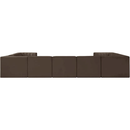 Rummi Brown Velvet Performance Fabric Upholstered 9pc. Modular Sectional