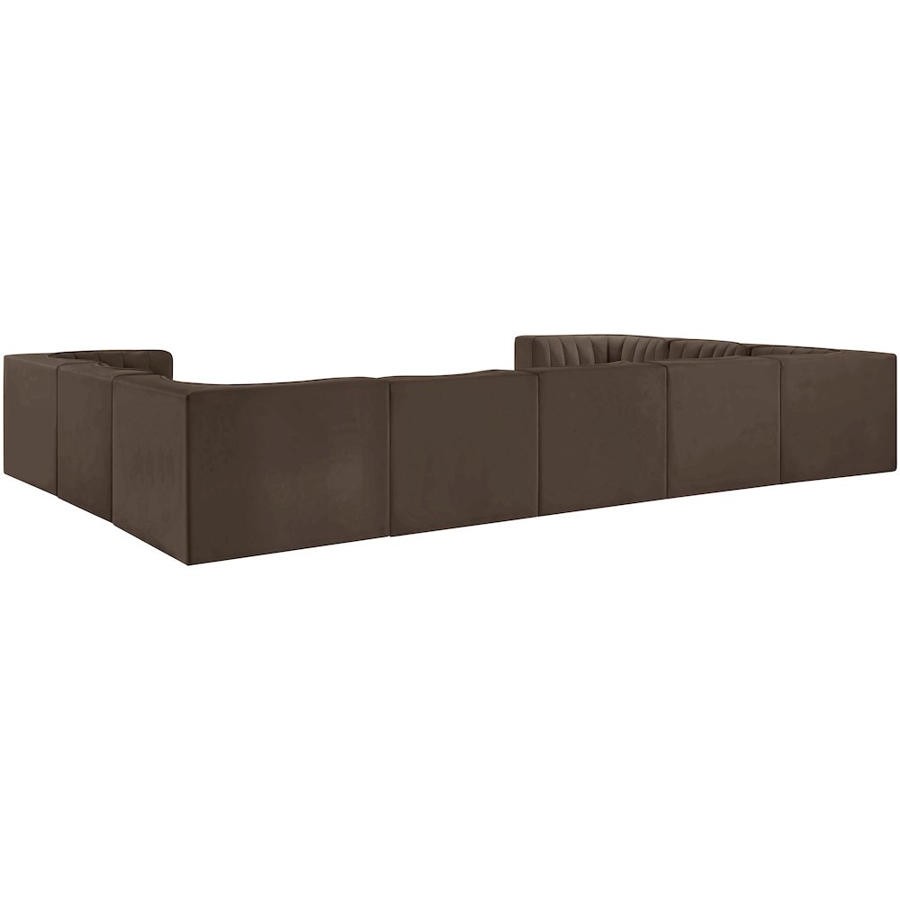 Rummi Brown Velvet Performance Fabric Upholstered 9pc. Modular Sectional