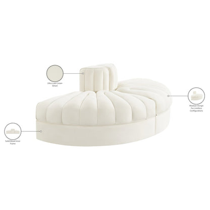 Rummi Cream Velvet Performance Fabric Upholstered 2pc. Modular Loveseat