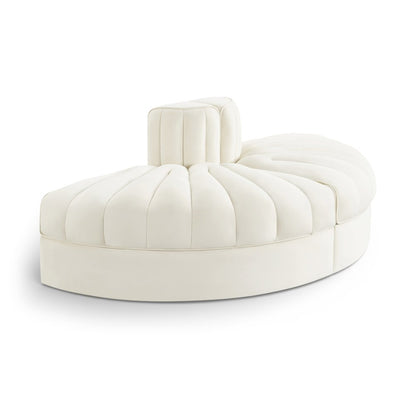 Rummi Cream Velvet Performance Fabric Upholstered 2pc. Modular Loveseat