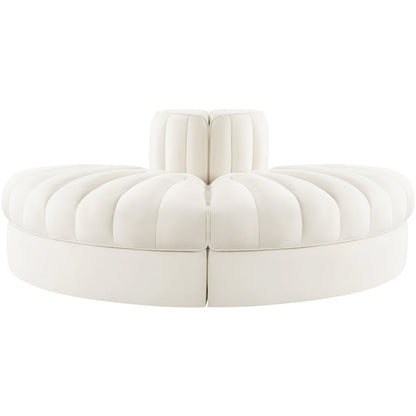 Rummi Cream Velvet Performance Fabric Upholstered 2pc. Modular Loveseat