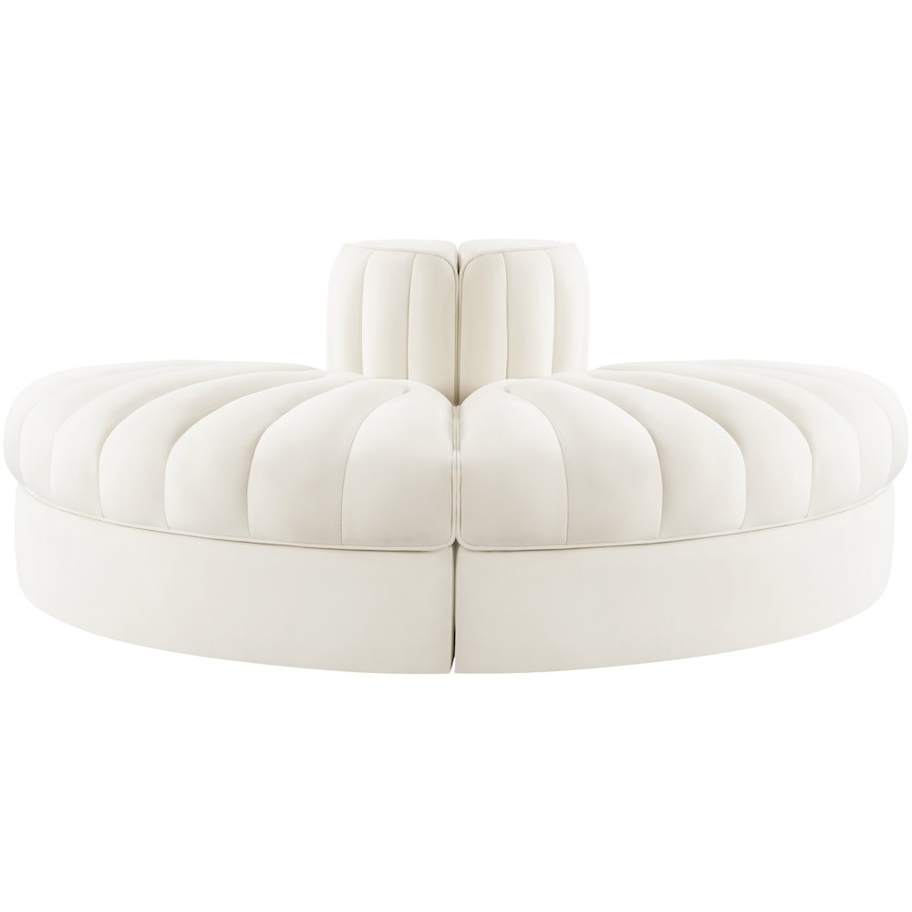 Rummi Cream Velvet Performance Fabric Upholstered 2pc. Modular Loveseat