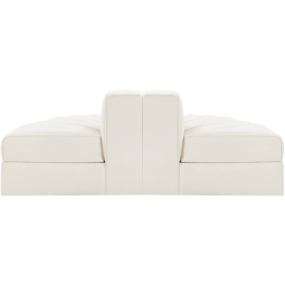 Rummi Cream Velvet Performance Fabric Upholstered 2pc. Modular Loveseat