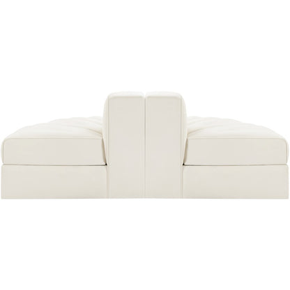 Rummi Cream Velvet Performance Fabric Upholstered 2pc. Modular Loveseat