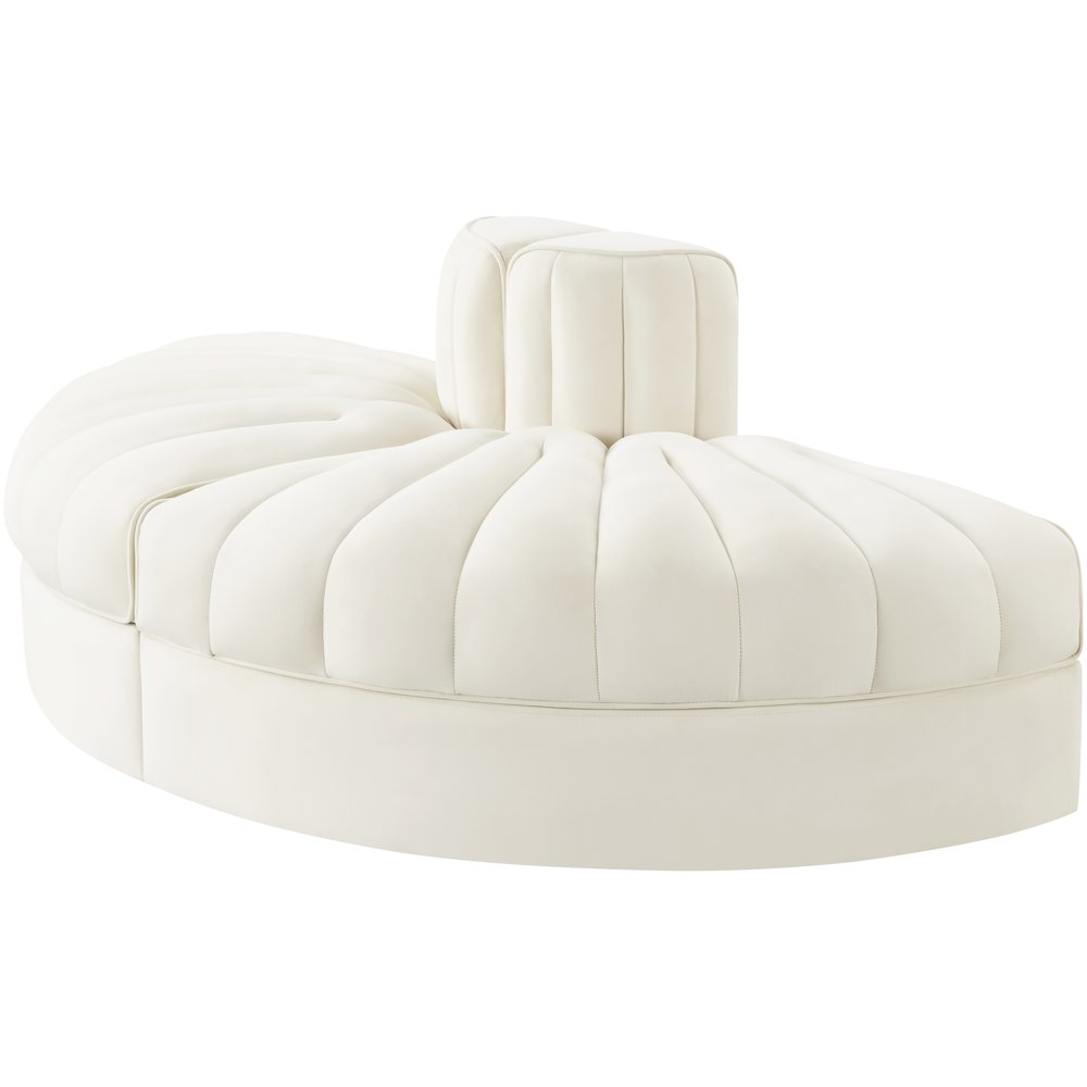Rummi Cream Velvet Performance Fabric Upholstered 2pc. Modular Loveseat