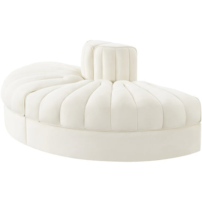 Rummi Cream Velvet Performance Fabric Upholstered 2pc. Modular Loveseat