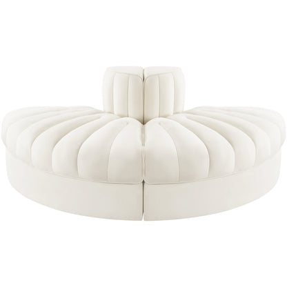 Rummi Cream Velvet Performance Fabric Upholstered 2pc. Modular Loveseat