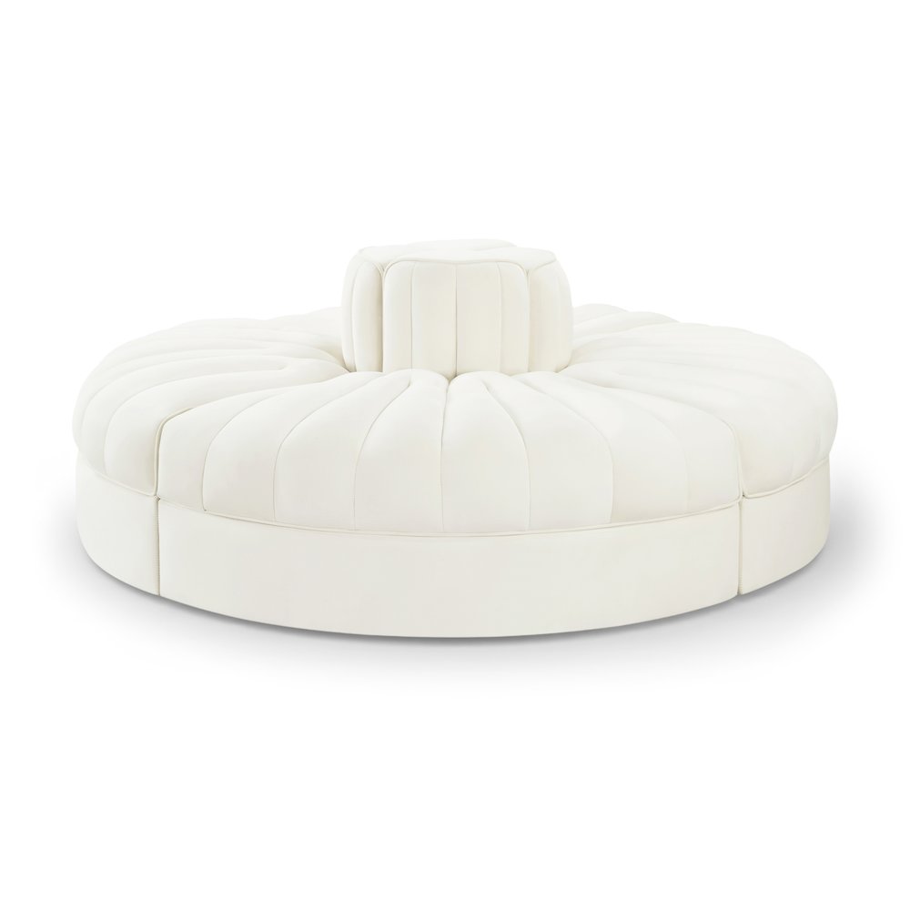 Rummi Cream Velvet Performance Fabric Upholstered 4pc. Modular Sofa