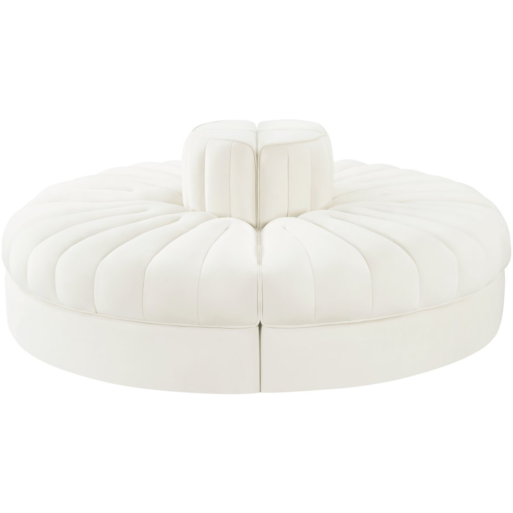 Rummi Cream Velvet Performance Fabric Upholstered 4pc. Modular Sofa