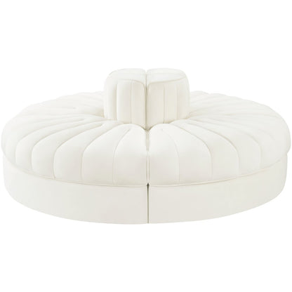 Rummi Cream Velvet Performance Fabric Upholstered 4pc. Modular Sofa