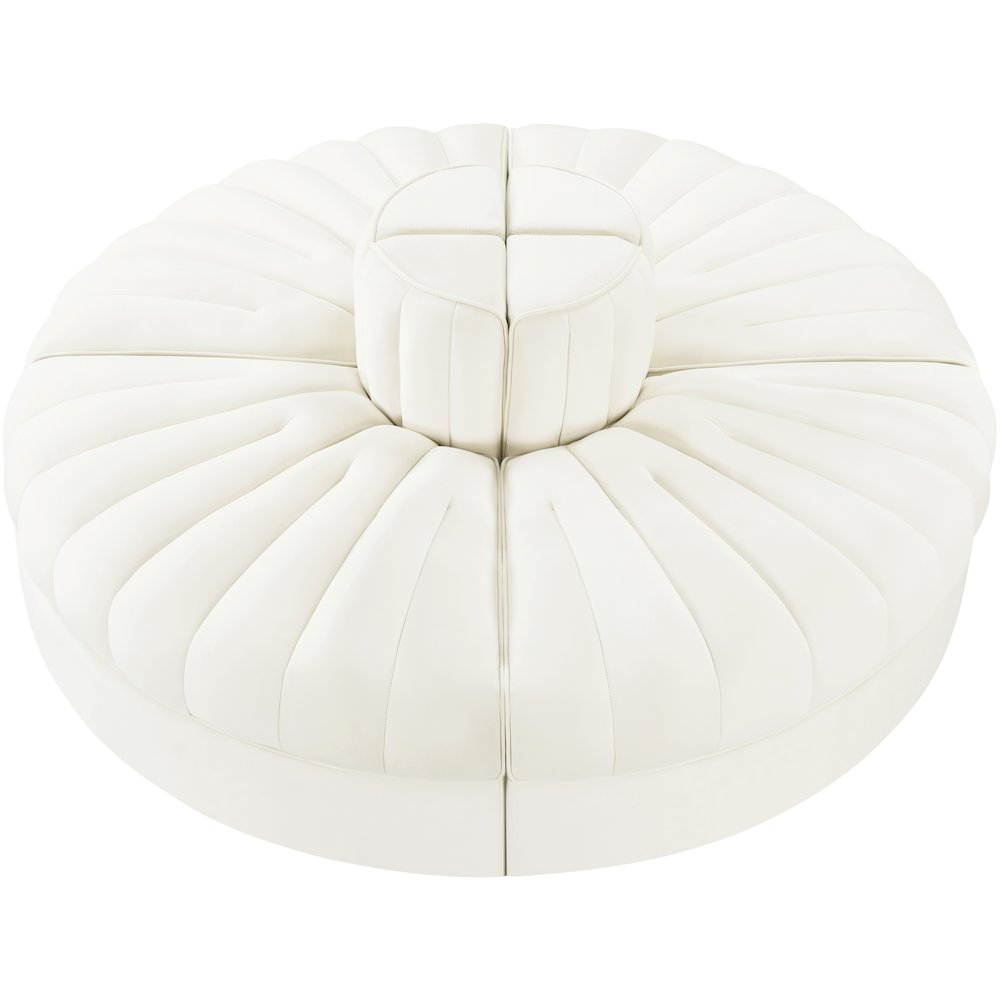 Rummi Cream Velvet Performance Fabric Upholstered 4pc. Modular Sofa