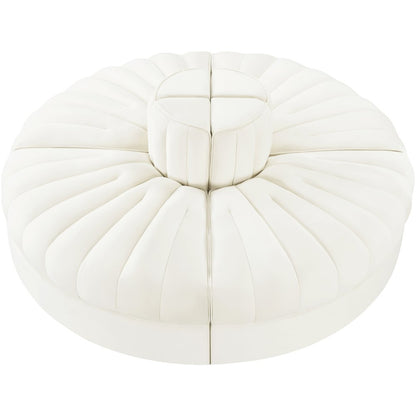 Rummi Cream Velvet Performance Fabric Upholstered 4pc. Modular Sofa