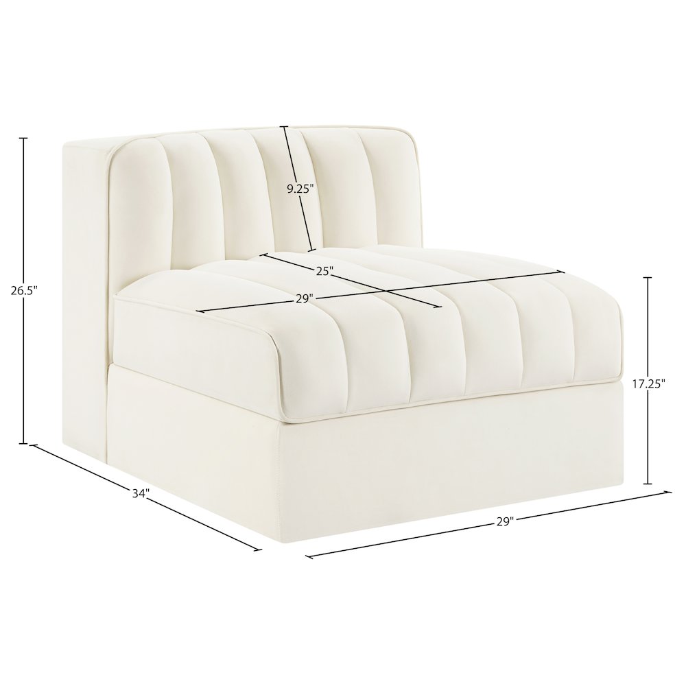 Rummi Cream Velvet Performance Fabric Upholstered Modular Chair