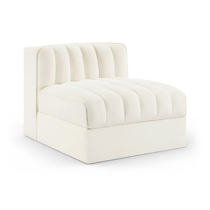 Rummi Cream Velvet Performance Fabric Upholstered Modular Chair