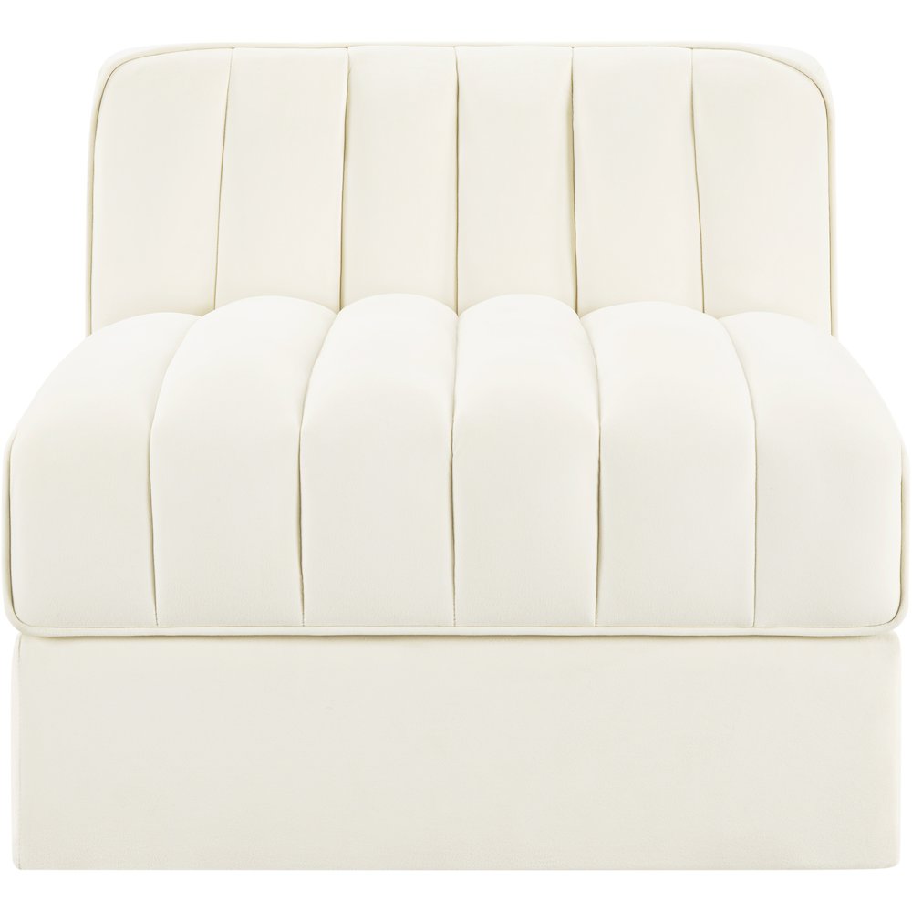 Rummi Cream Velvet Performance Fabric Upholstered Modular Chair
