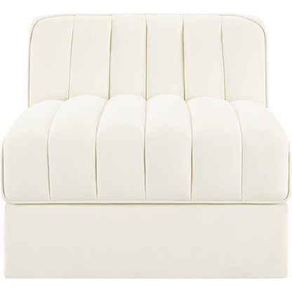 Rummi Cream Velvet Performance Fabric Upholstered Modular Chair