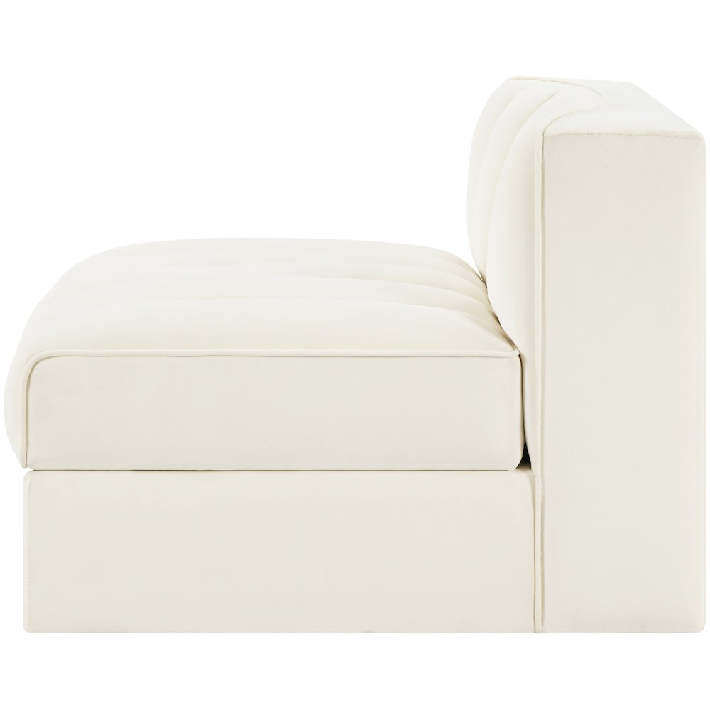 Rummi Cream Velvet Performance Fabric Upholstered Modular Chair