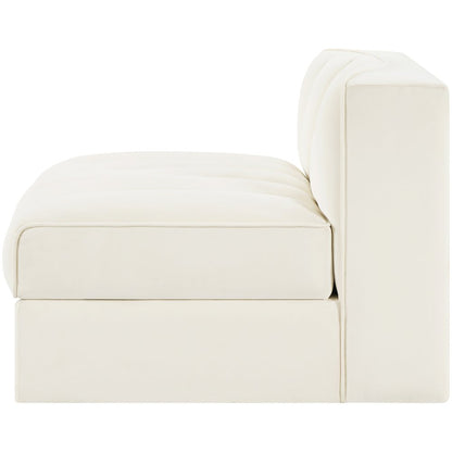 Rummi Cream Velvet Performance Fabric Upholstered Modular Chair