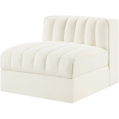 Rummi Cream Velvet Performance Fabric Upholstered Modular Chair