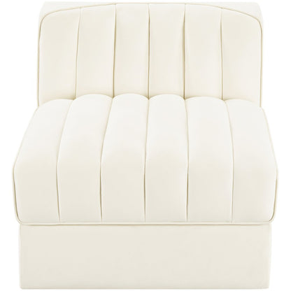 Rummi Cream Velvet Performance Fabric Upholstered Modular Chair