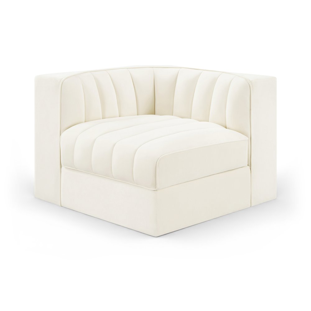 Rummi Cream Velvet Performance Fabric Upholstered Modular Chair