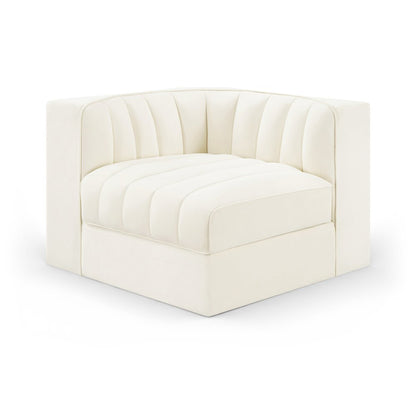 Rummi Cream Velvet Performance Fabric Upholstered Modular Chair