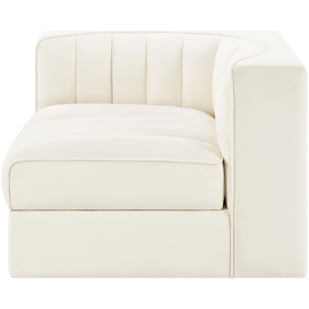 Rummi Cream Velvet Performance Fabric Upholstered Modular Chair