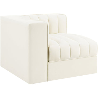 Rummi Cream Velvet Performance Fabric Upholstered Modular Chair