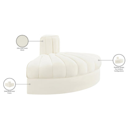 Rummi Cream Velvet Performance Fabric Upholstered Modular Chair