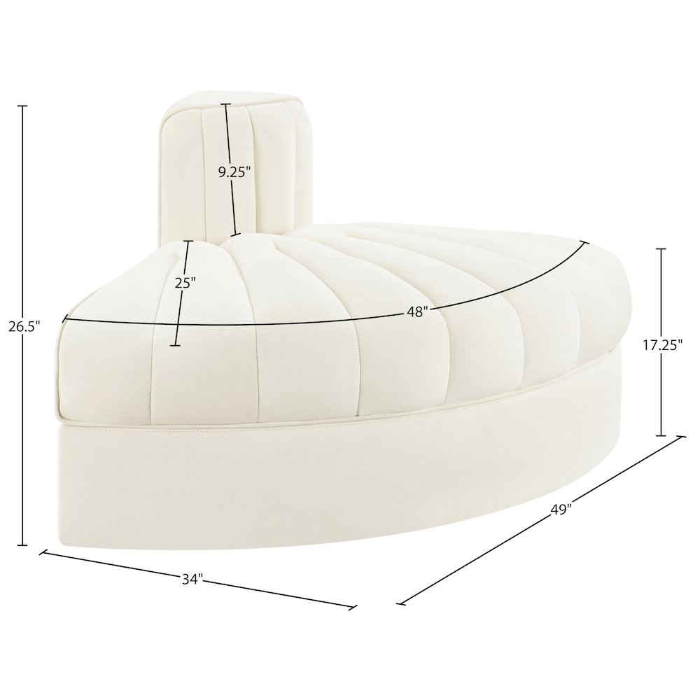 Rummi Cream Velvet Performance Fabric Upholstered Modular Chair