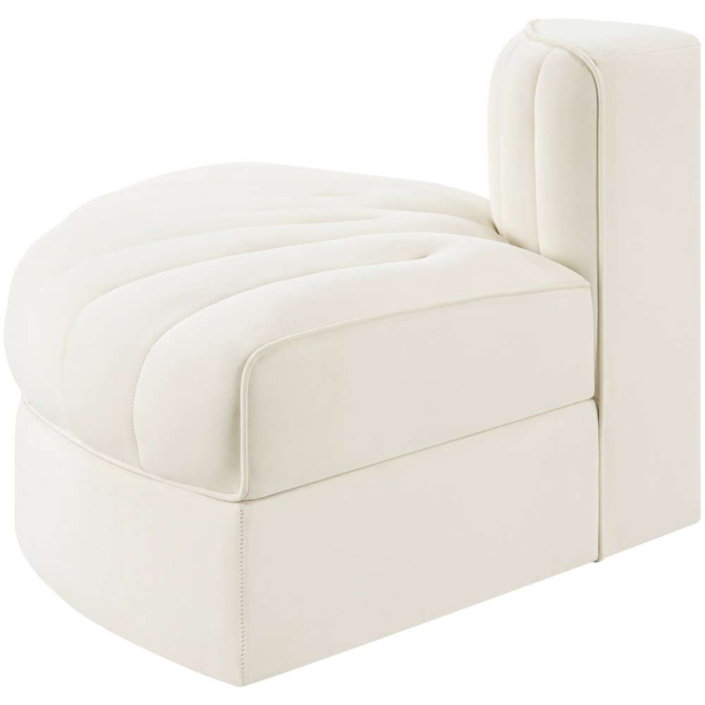 Rummi Cream Velvet Performance Fabric Upholstered Modular Chair