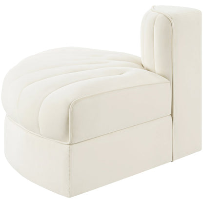 Rummi Cream Velvet Performance Fabric Upholstered Modular Chair