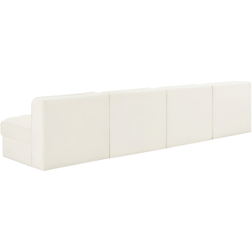 Rummi Cream Velvet Performance Fabric Upholstered 4pc. Modular Sofa