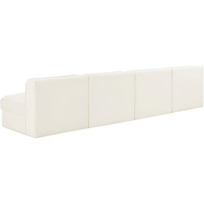 Rummi Cream Velvet Performance Fabric Upholstered 4pc. Modular Sofa