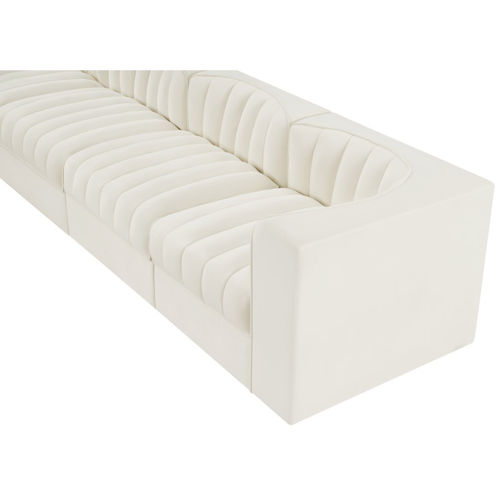Rummi Cream Velvet Performance Fabric Upholstered 4pc. Modular Sofa