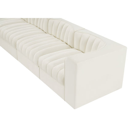 Rummi Cream Velvet Performance Fabric Upholstered 4pc. Modular Sofa