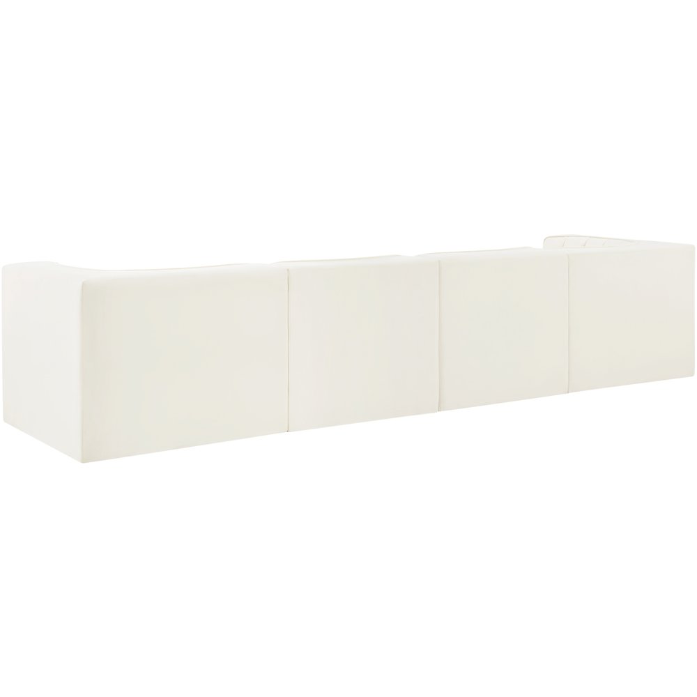 Rummi Cream Velvet Performance Fabric Upholstered 4pc. Modular Sofa