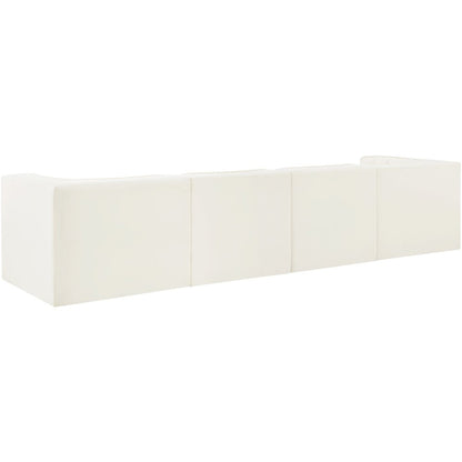 Rummi Cream Velvet Performance Fabric Upholstered 4pc. Modular Sofa
