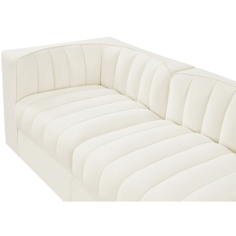Rummi Cream Velvet Performance Fabric Upholstered 5pc. Modular Sofa