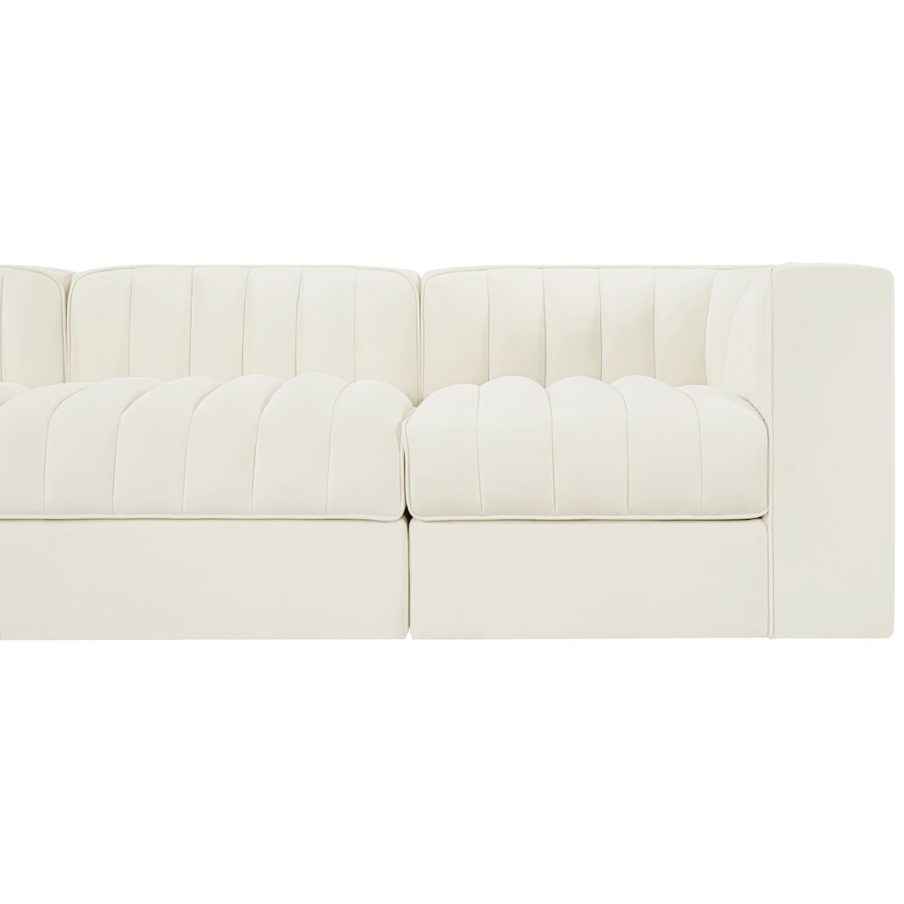 Rummi Cream Velvet Performance Fabric Upholstered 5pc. Modular Sofa