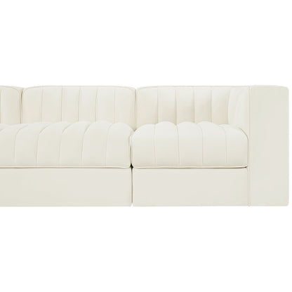 Rummi Cream Velvet Performance Fabric Upholstered 5pc. Modular Sofa