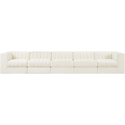 Rummi Cream Velvet Performance Fabric Upholstered 5pc. Modular Sofa
