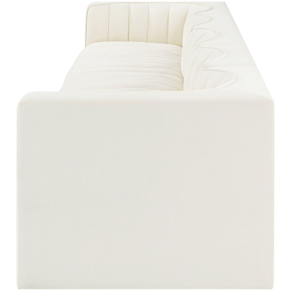 Rummi Cream Velvet Performance Fabric Upholstered 5pc. Modular Sofa