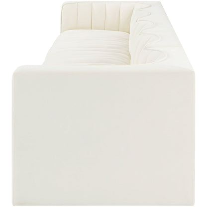 Rummi Cream Velvet Performance Fabric Upholstered 5pc. Modular Sofa