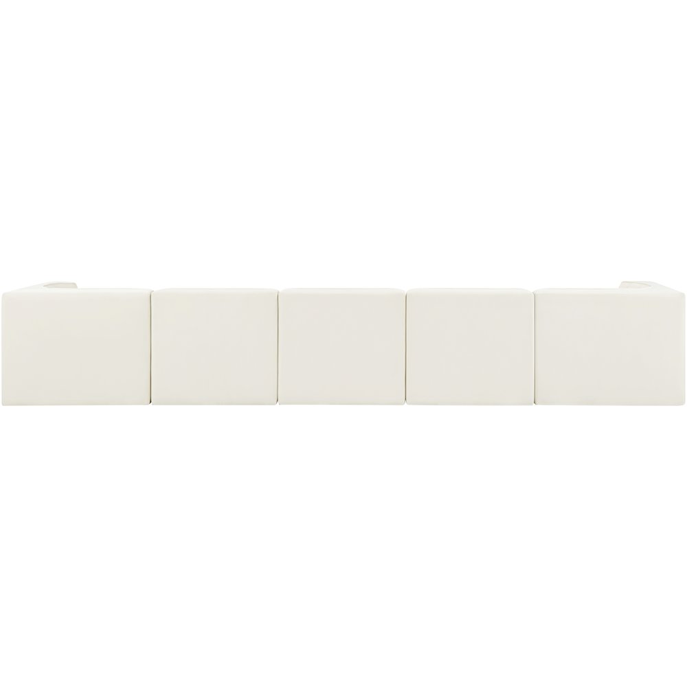 Rummi Cream Velvet Performance Fabric Upholstered 5pc. Modular Sofa